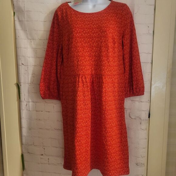 NWT Boden "Odelia" Red Star Print Drop Waist Cotton Jersey Dress Sz.8 Ret.$135 - Picture 2 of 8